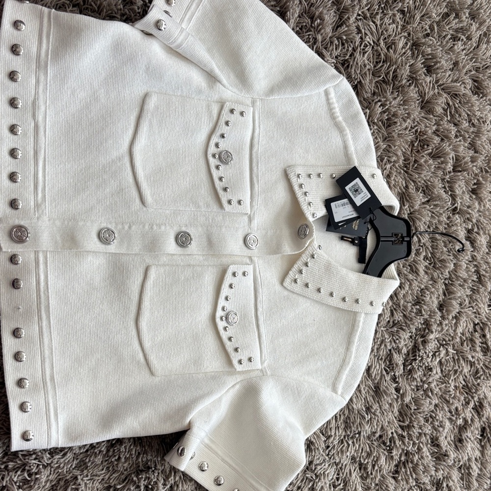 Maje White Jacket with Silver Accents
